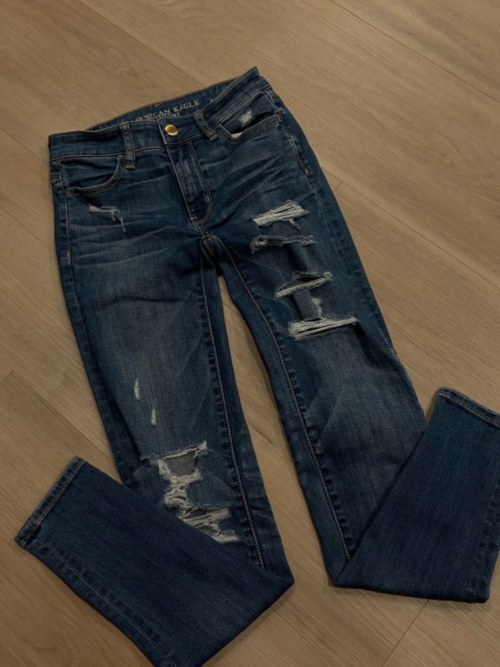 American Eagle Outfitters Ripped Dark Blue Skinny Jeans